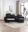 United We Win Storage Sofa Living Room Sofa Cozy Sectional Sofa Black Pu Pu Leather