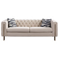 Chesterfield Modern Tufted Velvet Living Room Sofa, 84.25''W Couch,Cream Cream Velvet Wood Primary Living Space Tufted Back Modern Square Arms Foam Velvet 2 Seat