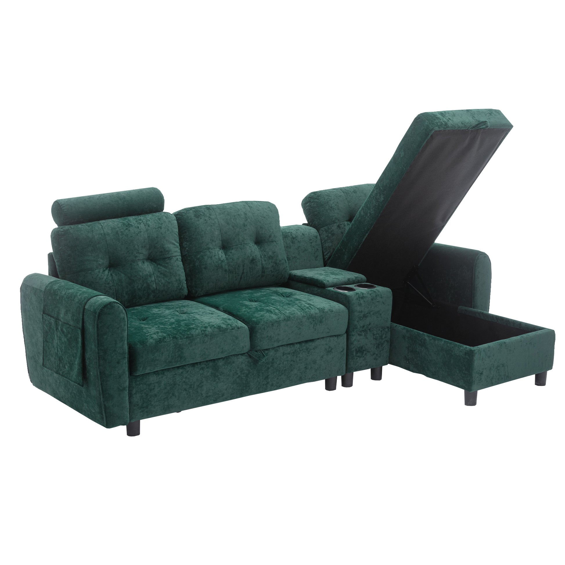 United We Win Storage Sofa Living Room Sofa Cozy Sectional Sofa Emerald Polyester