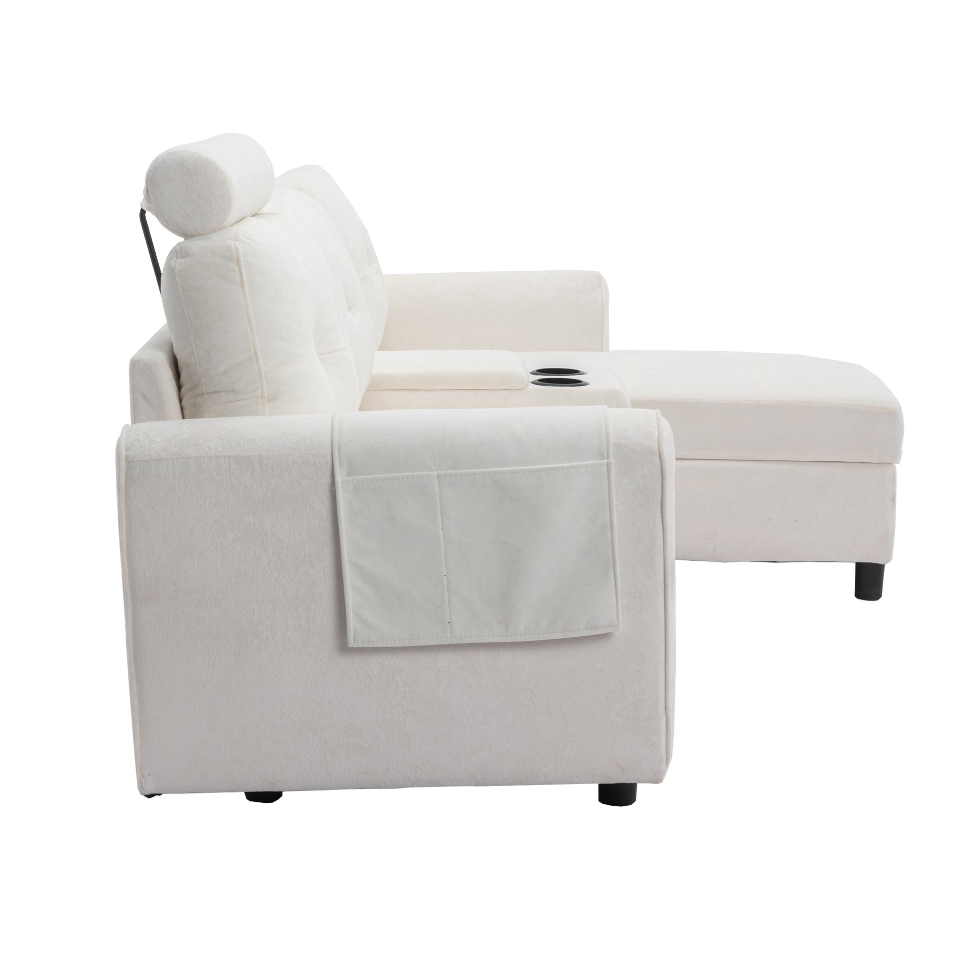 United We Win Storage Sofa Living Room Sofa Cozy Sectional Sofa White Polyester