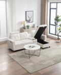 United We Win Storage Sofa Living Room Sofa Cozy Sectional Sofa White Polyester