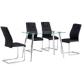 Modern Dining Chairs With Faux Leather Padded Seat Dining Living Room Chairs Upholstered Chair With Metal Legs Design For Kitchen, Living, Bedroom, Dining Room Side Chairs Set Of 4 Black Pu C 001 Black Foam Pu