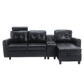 United We Win Storage Sofa Living Room Sofa Cozy Sectional Sofa Black Pu Pu Leather