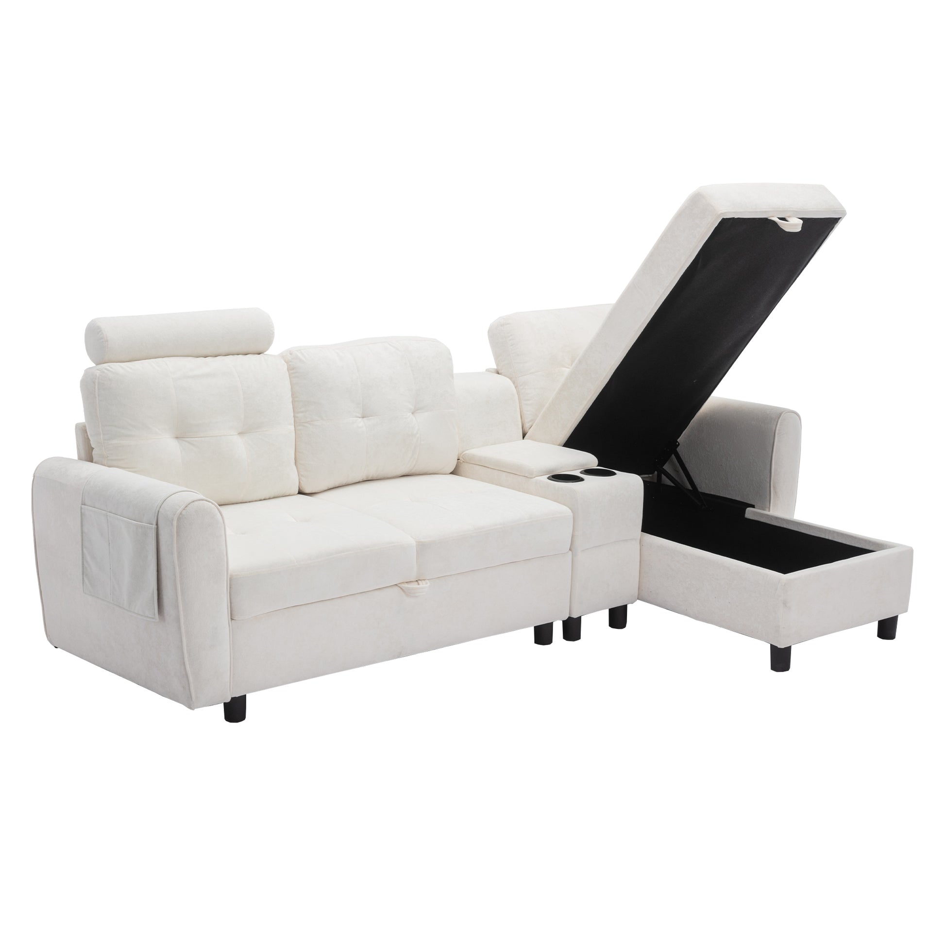 United We Win Storage Sofa Living Room Sofa Cozy Sectional Sofa White Polyester