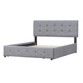 Upholstered Platform Bed With Classic Headboard And 4 Drawers, No Box Spring Needed, Linen Fabric, Queen Size Light Gray Light Gray Upholstered