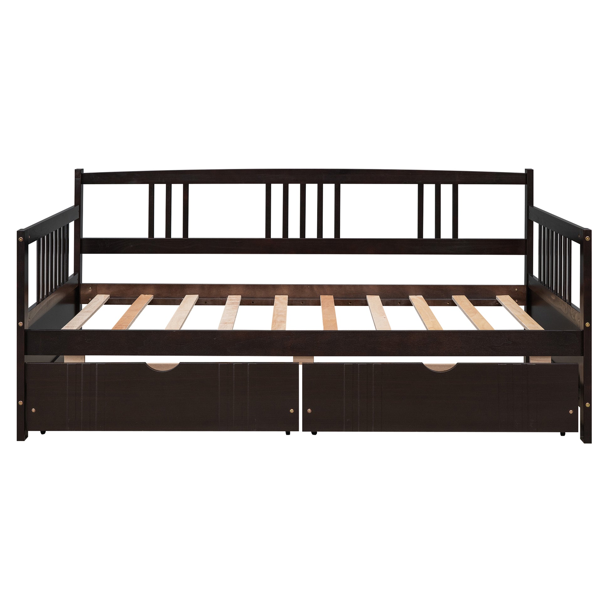 Twin Size Daybed Wood Bed With Two Drawers,Espresso Old Sku:Lp000057Aap Espresso Solid Wood