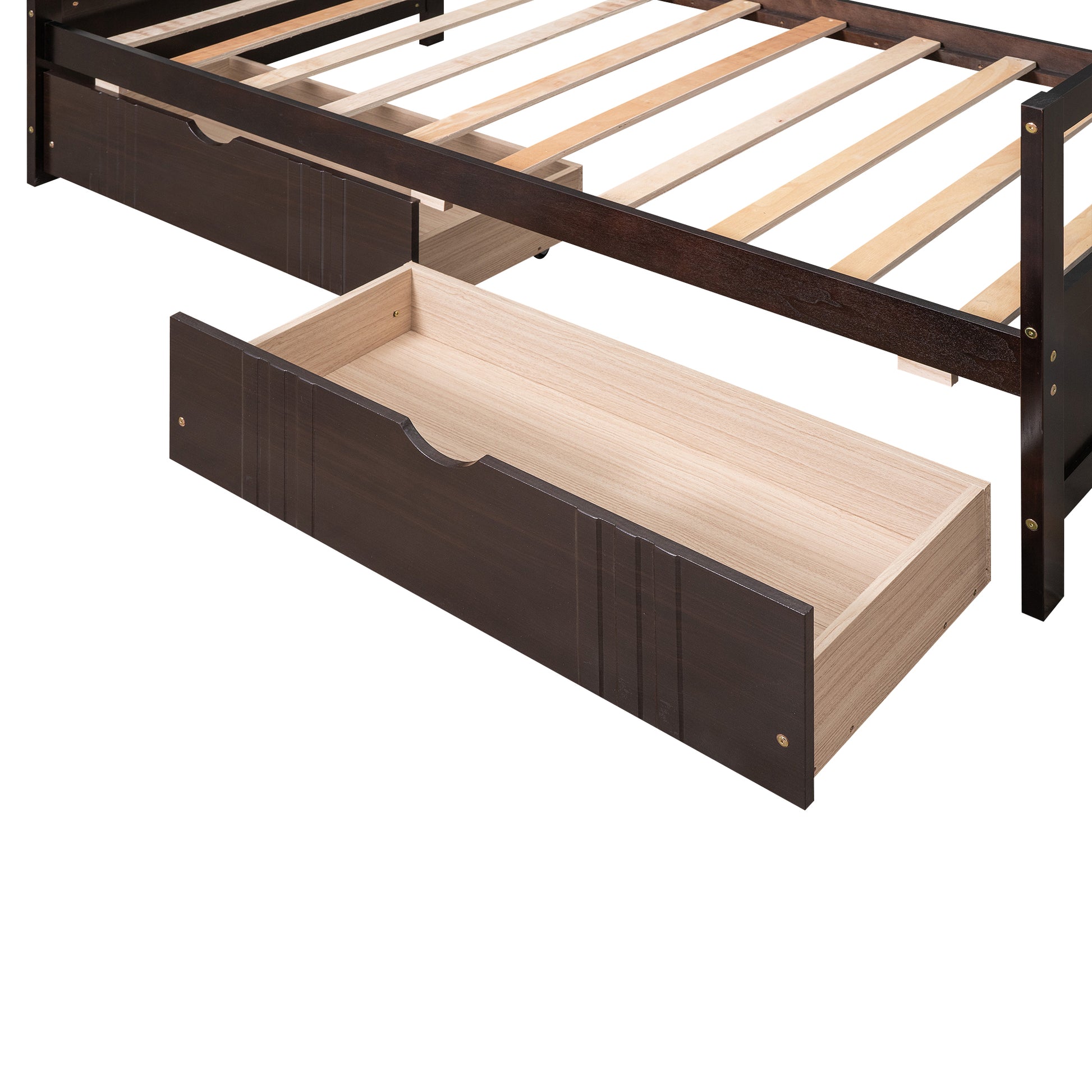 Twin Size Daybed Wood Bed With Two Drawers,Espresso Old Sku:Lp000057Aap Espresso Solid Wood