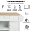 Kitchen Cart With Rubber Wood Drop Leaf Countertop ,Cabinet Door Internal Storage Racks,Kitchen Island On 5 Wheels With Storage Cabinet And 3 Drawers For Dinning Room,White White Mdf