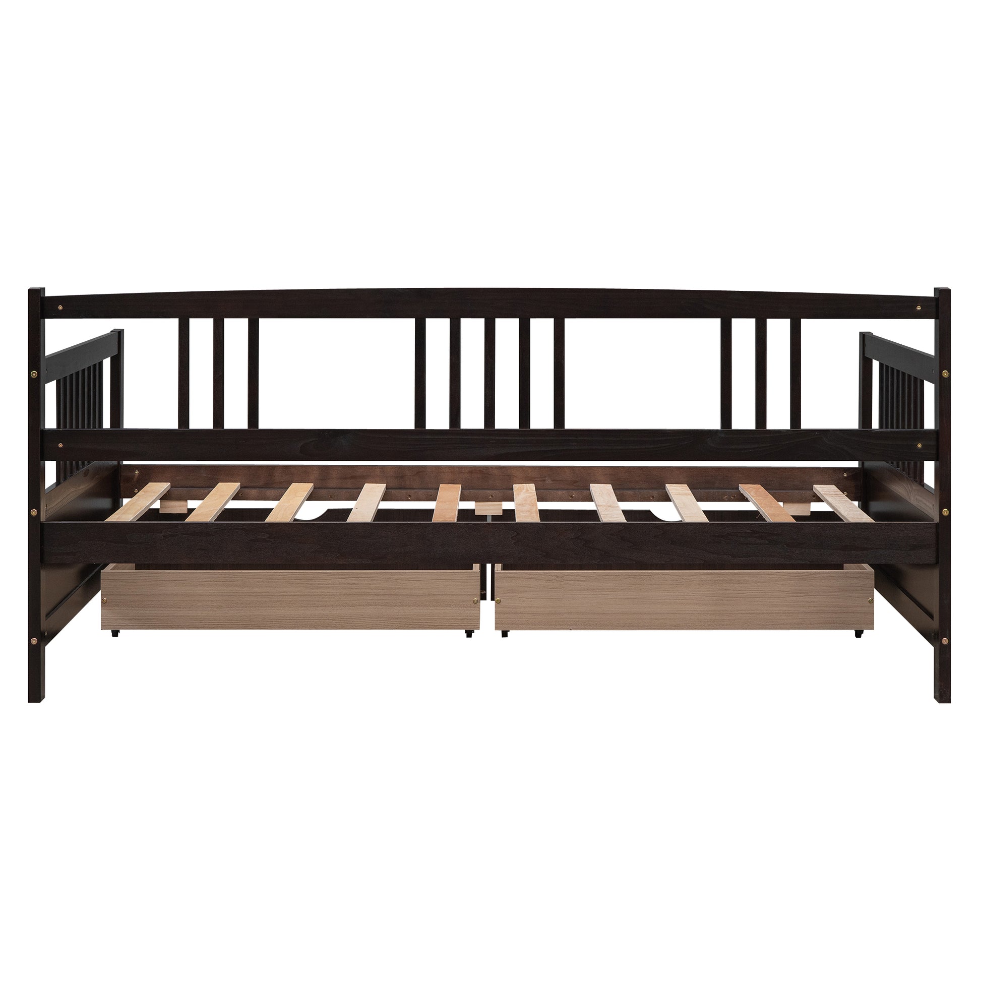 Twin Size Daybed Wood Bed With Two Drawers,Espresso Old Sku:Lp000057Aap Espresso Solid Wood