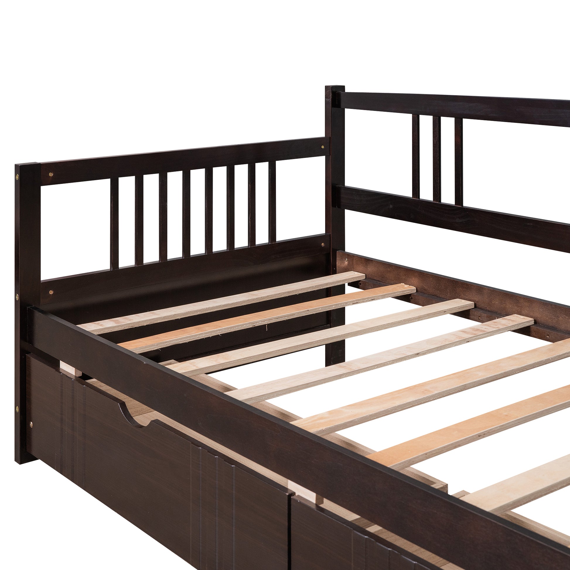 Twin Size Daybed Wood Bed With Two Drawers,Espresso Old Sku:Lp000057Aap Espresso Solid Wood