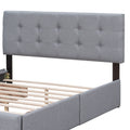 Upholstered Platform Bed With Classic Headboard And 4 Drawers, No Box Spring Needed, Linen Fabric, Queen Size Light Gray Light Gray Upholstered