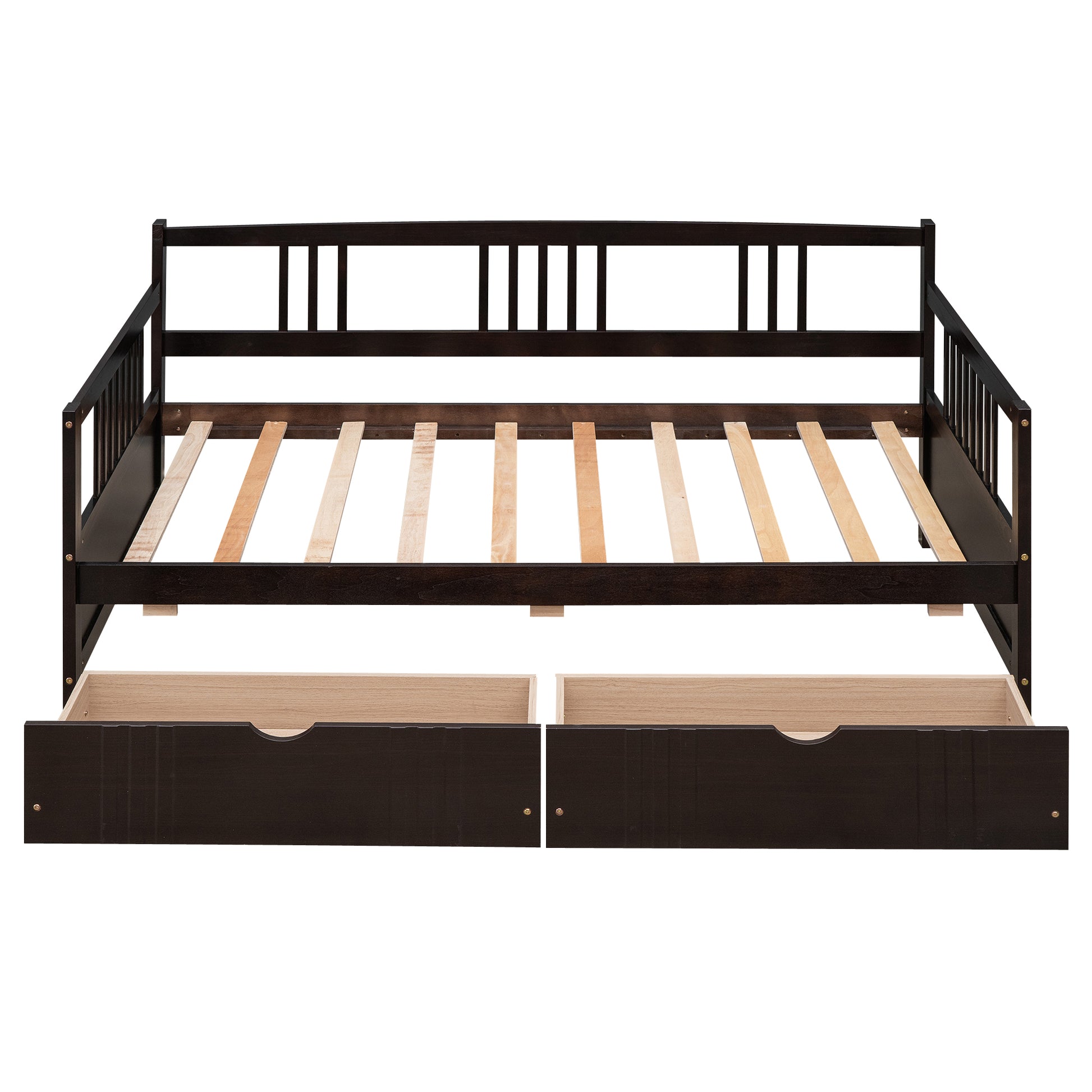 Twin Size Daybed Wood Bed With Two Drawers,Espresso Old Sku:Lp000057Aap Espresso Solid Wood