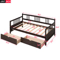 Twin Size Daybed Wood Bed With Two Drawers,Espresso Old Sku:Lp000057Aap Espresso Solid Wood