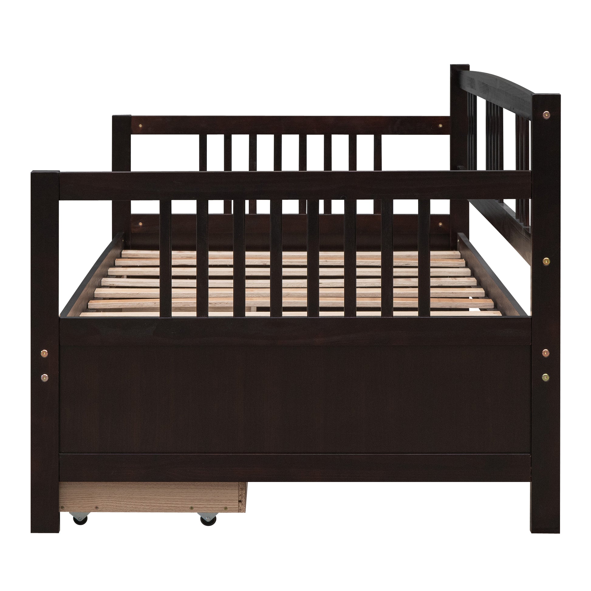 Twin Size Daybed Wood Bed With Two Drawers,Espresso Old Sku:Lp000057Aap Espresso Solid Wood