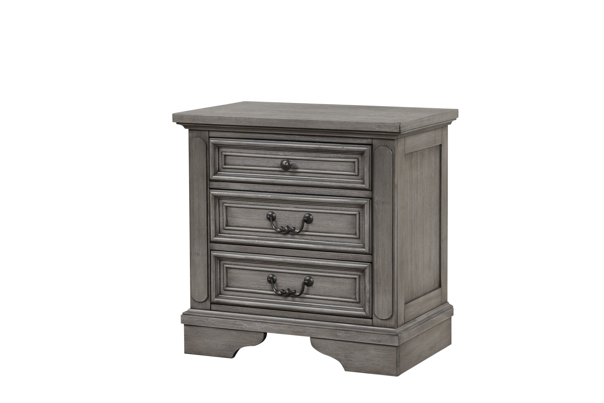 Grace Traditional Style King 5 Pc Bedroom Set Made With Wood In Rustic Gray Box Spring Required King Gray Wood 5 Piece Set Bedroom Bed Included,Chest Included,Dresser Included,Mirror Included,Nightstand Included Traditional Solid Wood Mdf Tufted Wood