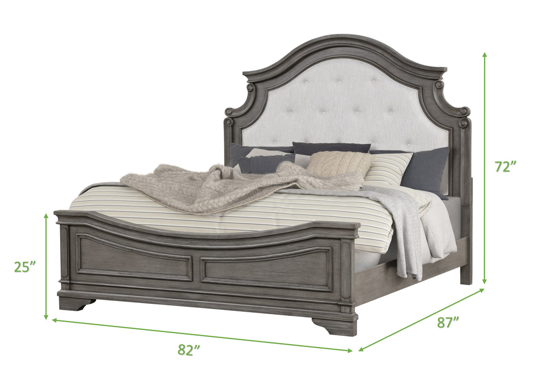 Traditional Style King 4 Pc Bedroom Set Made With Wood In Rustic Gray Box Spring Required King Gray Wood 4 Piece Set Bedroom Bed Included,Dresser Included,Mirror Included,Nightstand Included