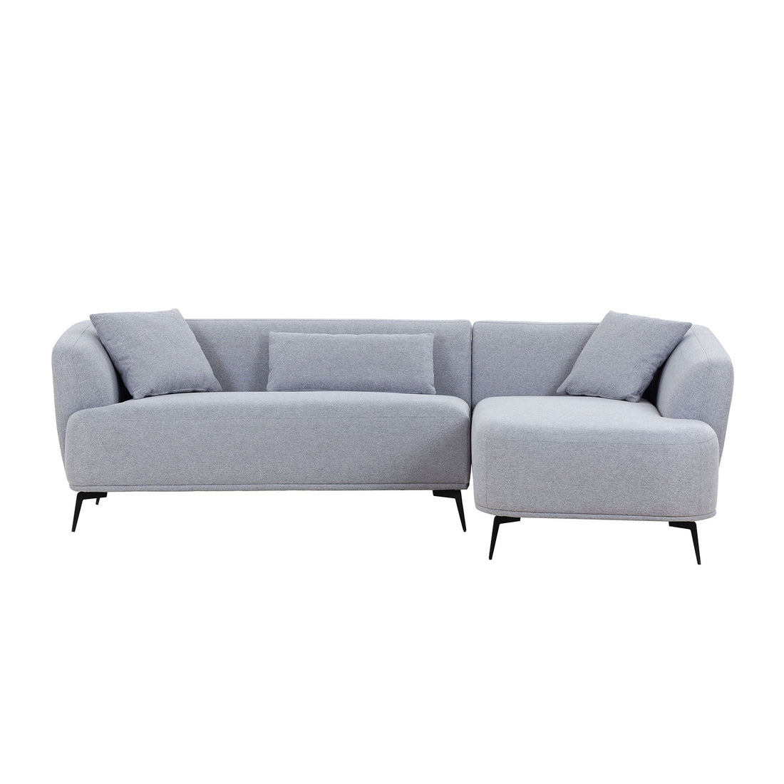 L Shape Sectional Sofa Couch With Chaise,Metal Legs,Light Grey Light Grey Fabric