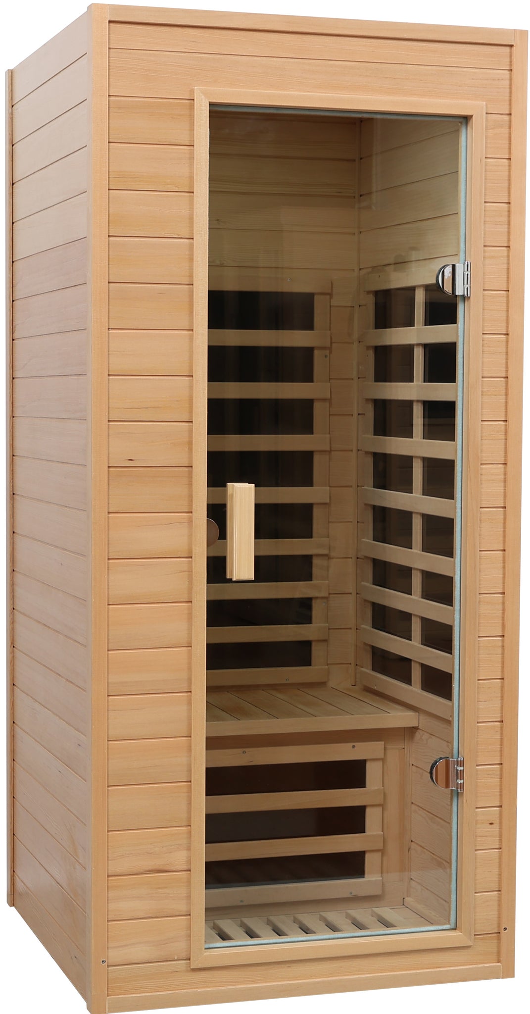 Hemlock One Person Far Infrared Roof Embedded Indoor Sauna Room Natural Metal & Wood