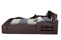 Zoya Smart Multifunctional King Size Bed Made With Wood In Brown Box Spring Not Required King Brown Wood Bedroom Contemporary,Modern Slat Beds Upholstered Wood
