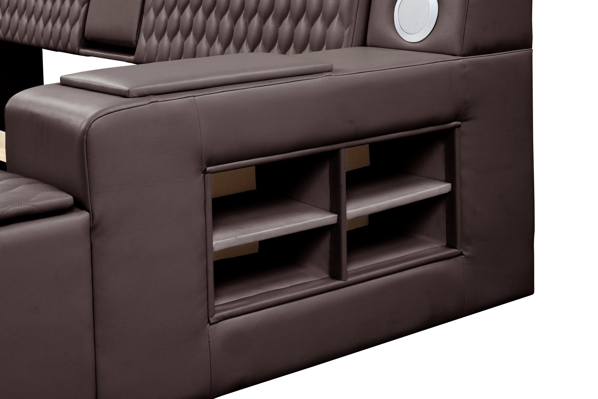 Zoya Smart Multifunctional King Size Bed Made With Wood In Brown Box Spring Not Required King Brown Wood Bedroom Contemporary,Modern Slat Beds Upholstered Wood