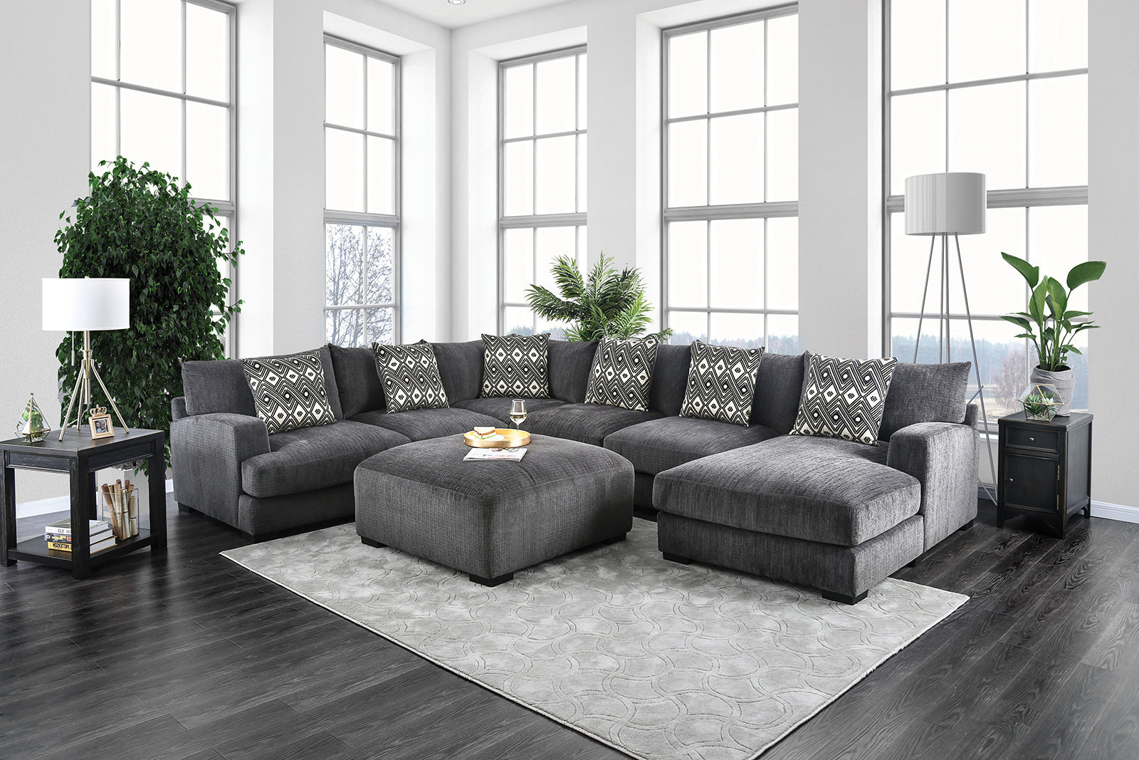Living Room Lounge Ottoman Gray Chenille Fabric Comfort Cozy Plush Seat Foam Wooden Legs 1Pc Ottoman Only. Gray Chenille Primary Living Space Grey Contemporary,Modern Chenille