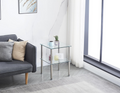 2 Layer Clear Tempered Glass Clear Side&End Table Transparent Glass