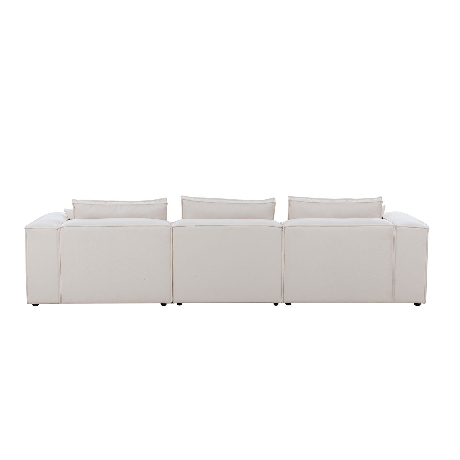 Modular Sectional Living Room Sofa Set, Modern Minimalist Style Couch With Ottoman And Reversible Chaise, L Shape, White White Fabric