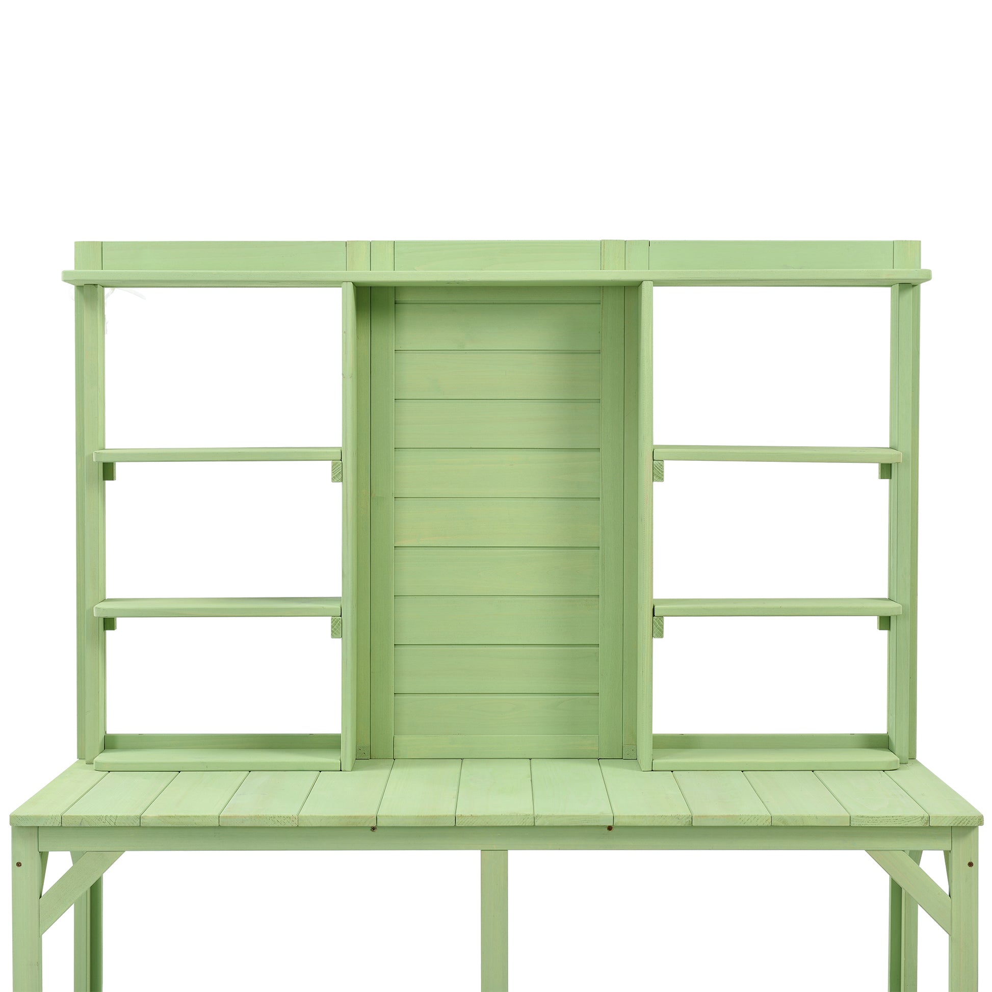 64.6" Large Outdoor Potting Bench, Garden Potting Table, Wood Workstation With 6 Tier Shelves, Large Tabletop And Side Hook For Mudroom, Backyard,Green Green Garden & Outdoor Casual Wood Solid Wood