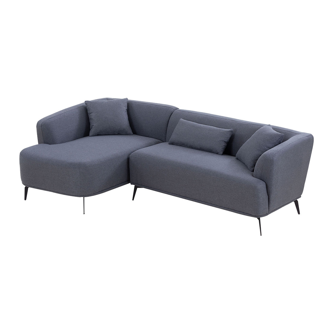 102" L Shape Sectional Sofa Couch With Chaise Lounge For Living Room Office, Metal Legs,Dark Grey Dark Gray Fabric