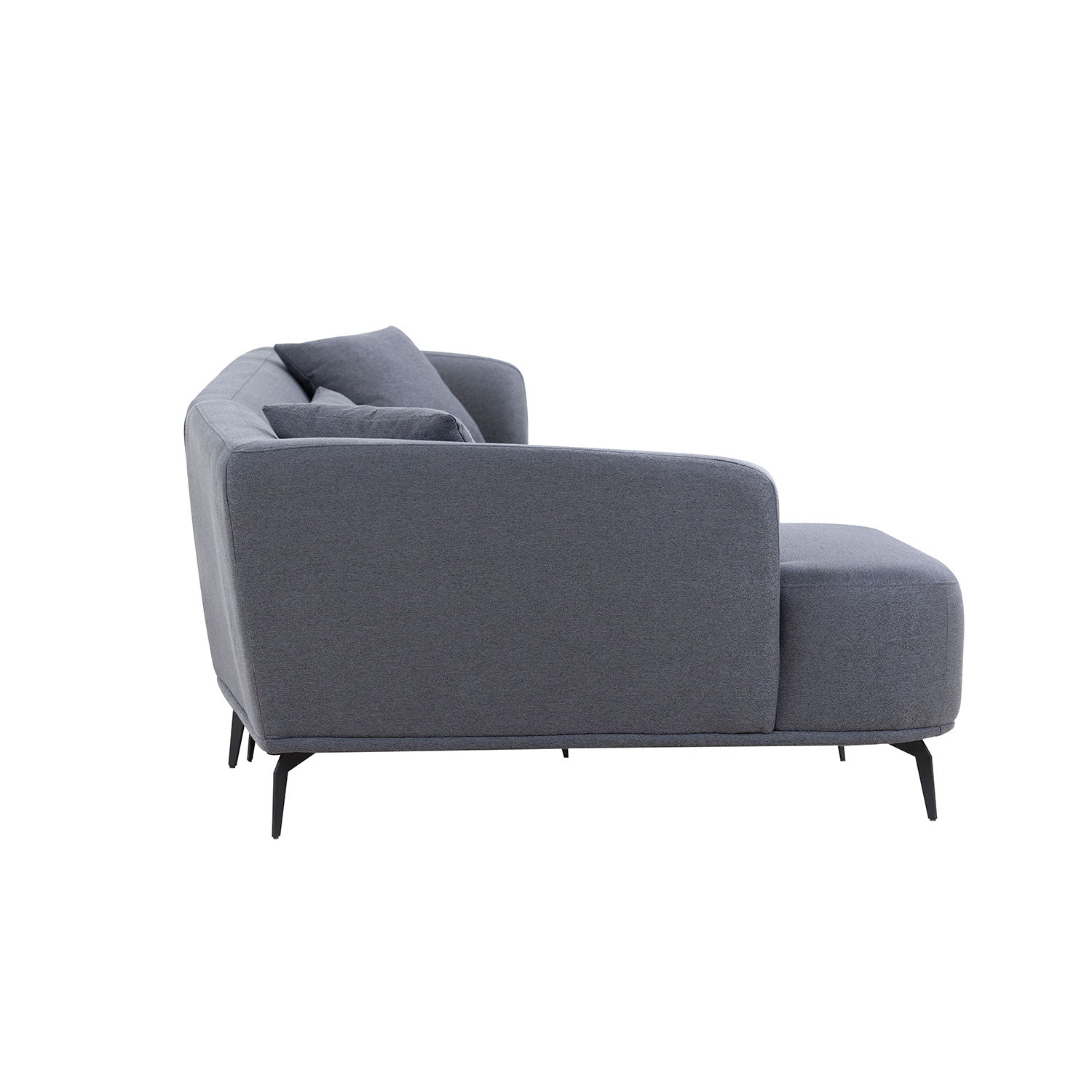 102" L Shape Sectional Sofa Couch With Chaise Lounge For Living Room Office, Metal Legs,Dark Grey Dark Gray Fabric