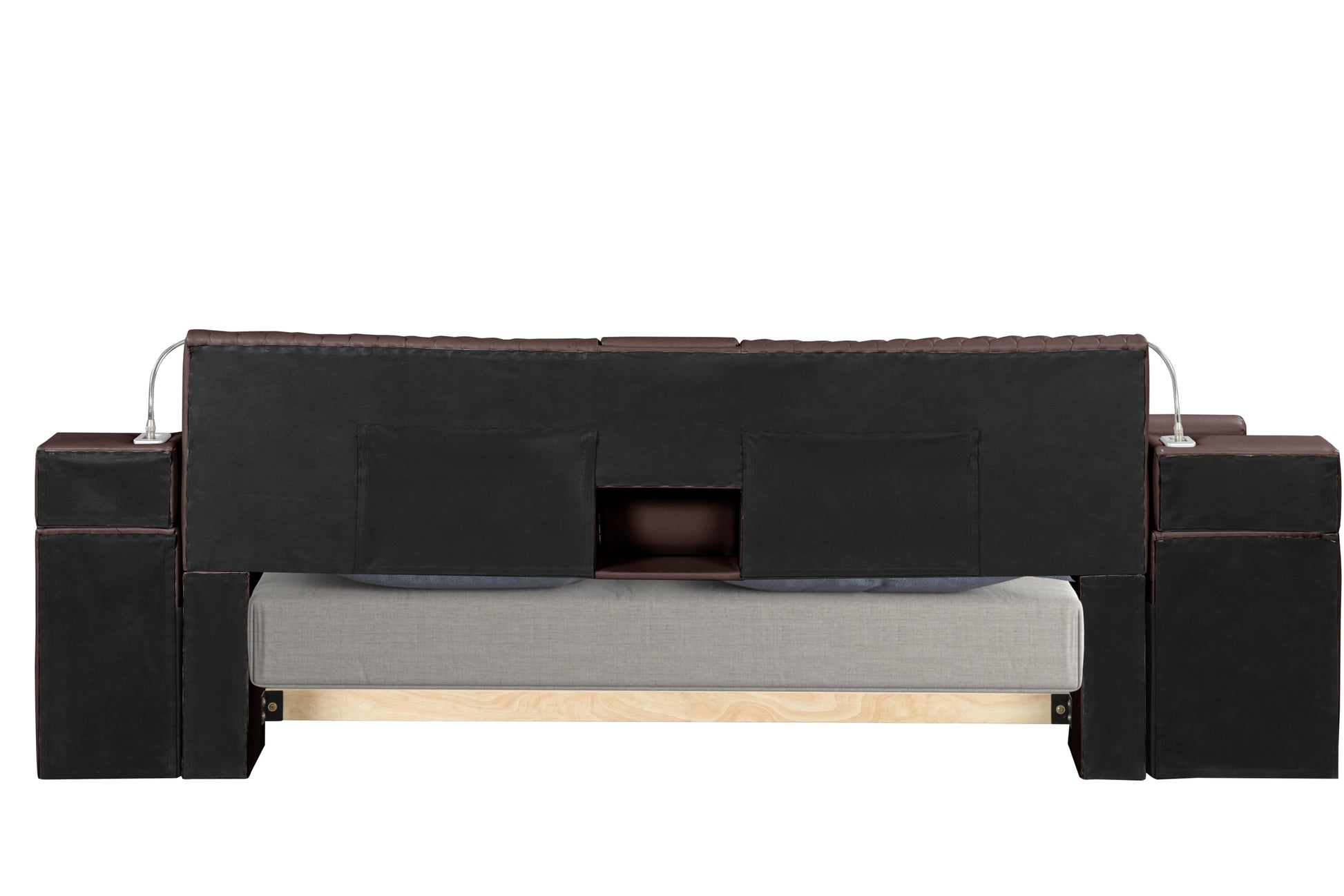 Zoya Smart Multifunctional King Size Bed Made With Wood In Brown Box Spring Not Required King Brown Wood Bedroom Contemporary,Modern Slat Beds Upholstered Wood