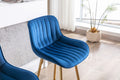26 Inch Set Of 2 Bar Stools,With Steel Frame Footrest Velvet Fabric Golden Leg Simple Bar Stool,Blue Blue Foam Fabric