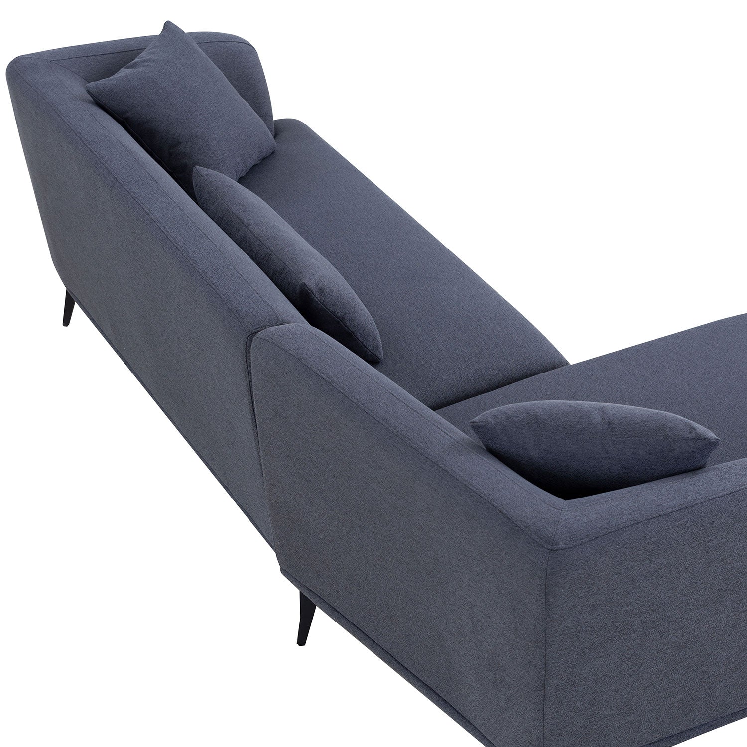 102" L Shape Sectional Sofa Couch With Chaise Lounge For Living Room Office, Metal Legs,Dark Grey Dark Gray Fabric