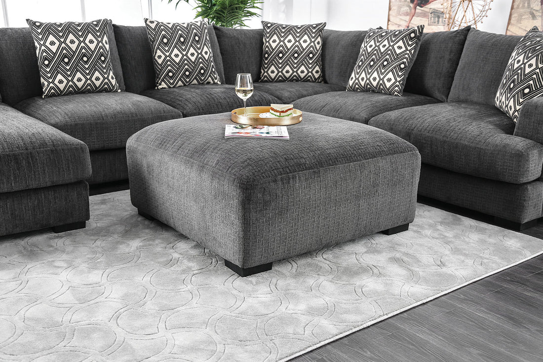 Living Room Lounge Ottoman Gray Chenille Fabric Comfort Cozy Plush Seat Foam Wooden Legs 1Pc Ottoman Only. Gray Chenille Primary Living Space Grey Contemporary,Modern Chenille