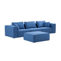 4 Piece Upholstered Sectional Sofa In Blue Blue Fabric