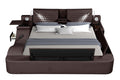 Zoya Smart Multifunctional King Size Bed Made With Wood In Brown Box Spring Not Required King Brown Wood Bedroom Contemporary,Modern Slat Beds Upholstered Wood