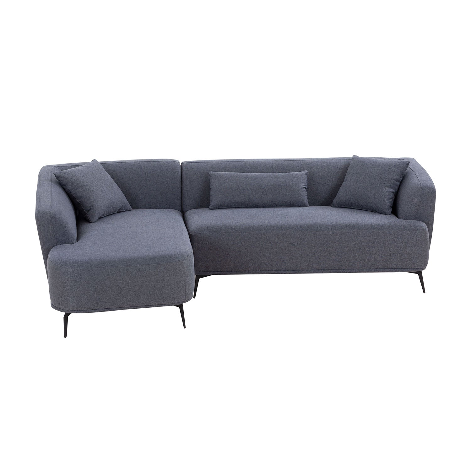 102" L Shape Sectional Sofa Couch With Chaise Lounge For Living Room Office, Metal Legs,Dark Grey Dark Gray Fabric