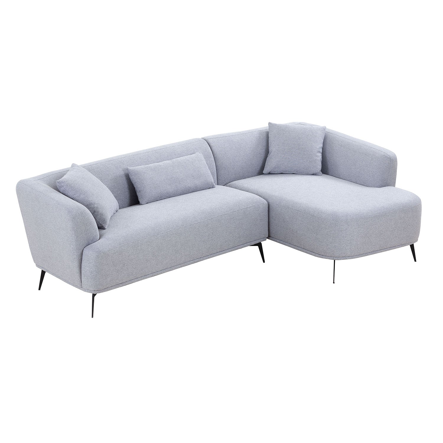 L Shape Sectional Sofa Couch With Chaise,Metal Legs,Light Grey Light Grey Fabric