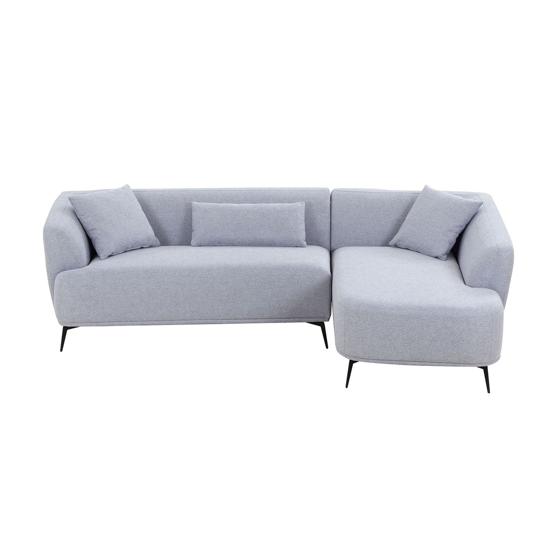 L Shape Sectional Sofa Couch With Chaise,Metal Legs,Light Grey Light Grey Fabric