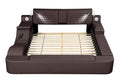 Zoya Smart Multifunctional King Size Bed Made With Wood In Brown Box Spring Not Required King Brown Wood Bedroom Contemporary,Modern Slat Beds Upholstered Wood