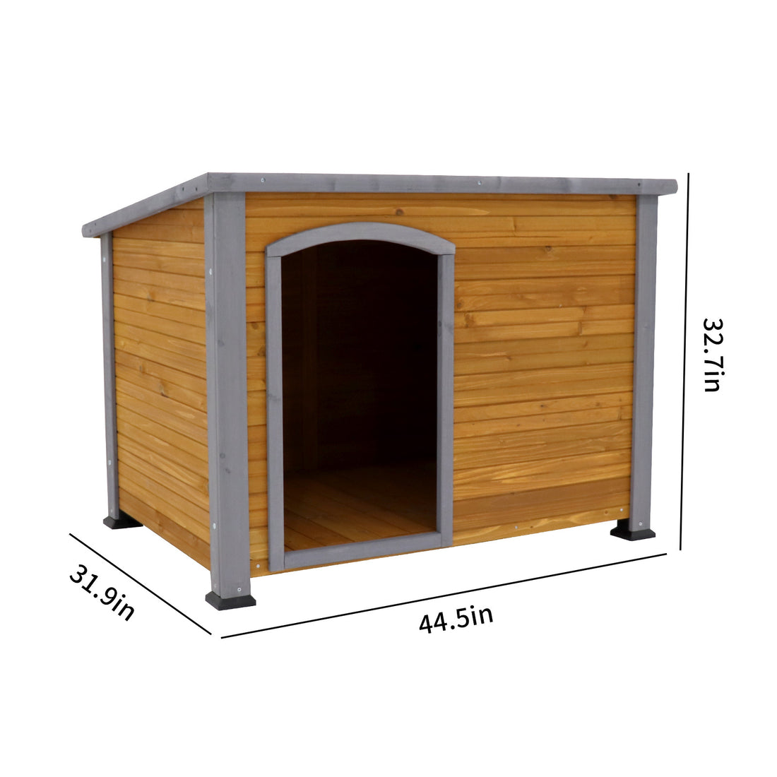 Dog House Outdoor & Indoor Wooden Dog Kennel For Winter With Raised Feet Weatherproof For Large Dogs Natural Solid Wood