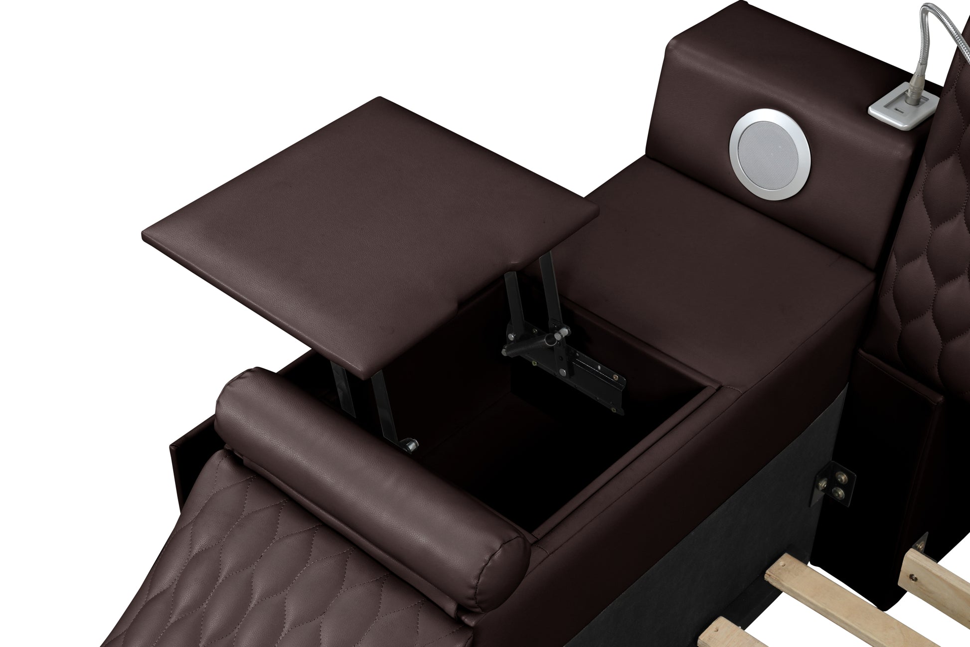 Zoya Smart Multifunctional King Size Bed Made With Wood In Brown Box Spring Not Required King Brown Wood Bedroom Contemporary,Modern Slat Beds Upholstered Wood