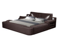 Zoya Smart Multifunctional King Size Bed Made With Wood In Brown Box Spring Not Required King Brown Wood Bedroom Contemporary,Modern Slat Beds Upholstered Wood