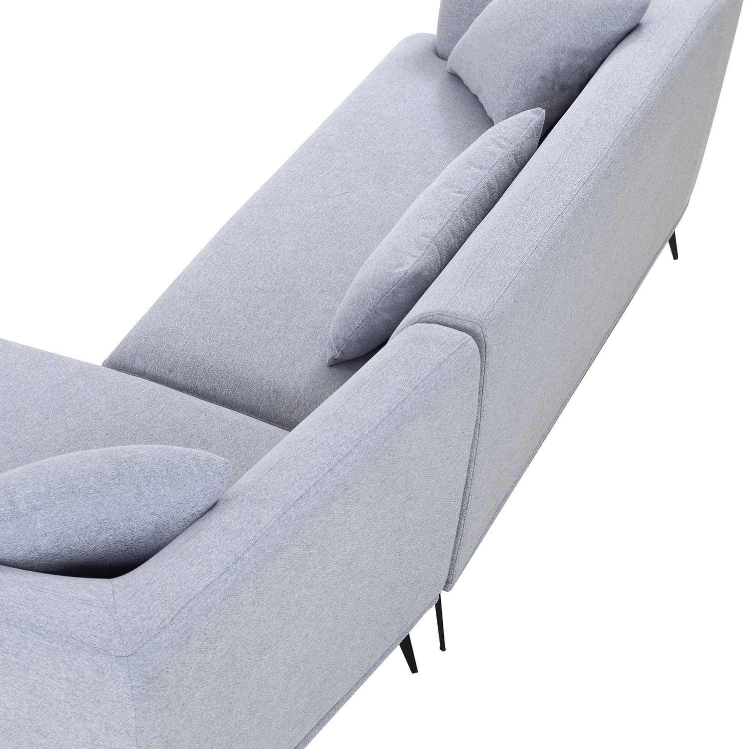 L Shape Sectional Sofa Couch With Chaise,Metal Legs,Light Grey Light Grey Fabric