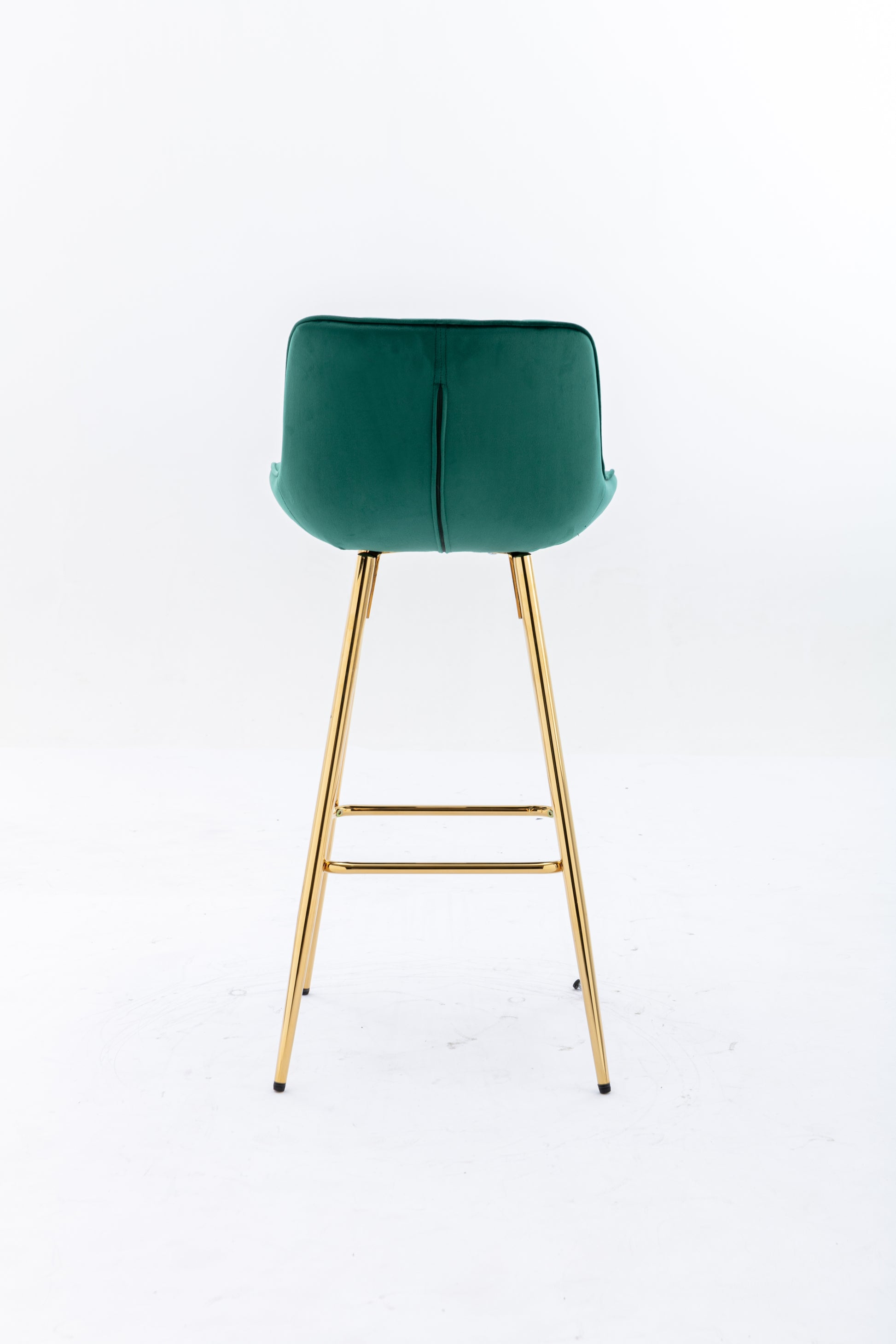 26 Inch Set Of 2 Bar Stools,With Chrome Footrest Velvet Fabric Counter Stool Golden Leg Simple Bar Stool,Green Green Foam Fabric