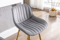 26 Inch Set Of 2 Bar Stools,With Chrome Footrest Velvet Fabric Counter Stool Golden Leg Simple Bar Stool,Gray Gray Foam Fabric