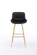 30 Inch Set Of 2 Bar Stools,With Chrome Footrest Velvet Fabric Counter Stool Golden Leg Simple High Bar Stool,Black Black Foam Fabric