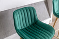 26 Inch Set Of 2 Bar Stools,With Chrome Footrest Velvet Fabric Counter Stool Golden Leg Simple Bar Stool,Green Green Foam Fabric