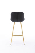 30 Inch Set Of 2 Bar Stools,With Chrome Footrest Velvet Fabric Counter Stool Golden Leg Simple High Bar Stool,Black Black Foam Fabric