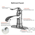 Waterfall Spout Bathroom Faucet,Single Handle Single Hole With Pop Up Drain,Brushed Nickel Brushed Nickel Stainless Steel